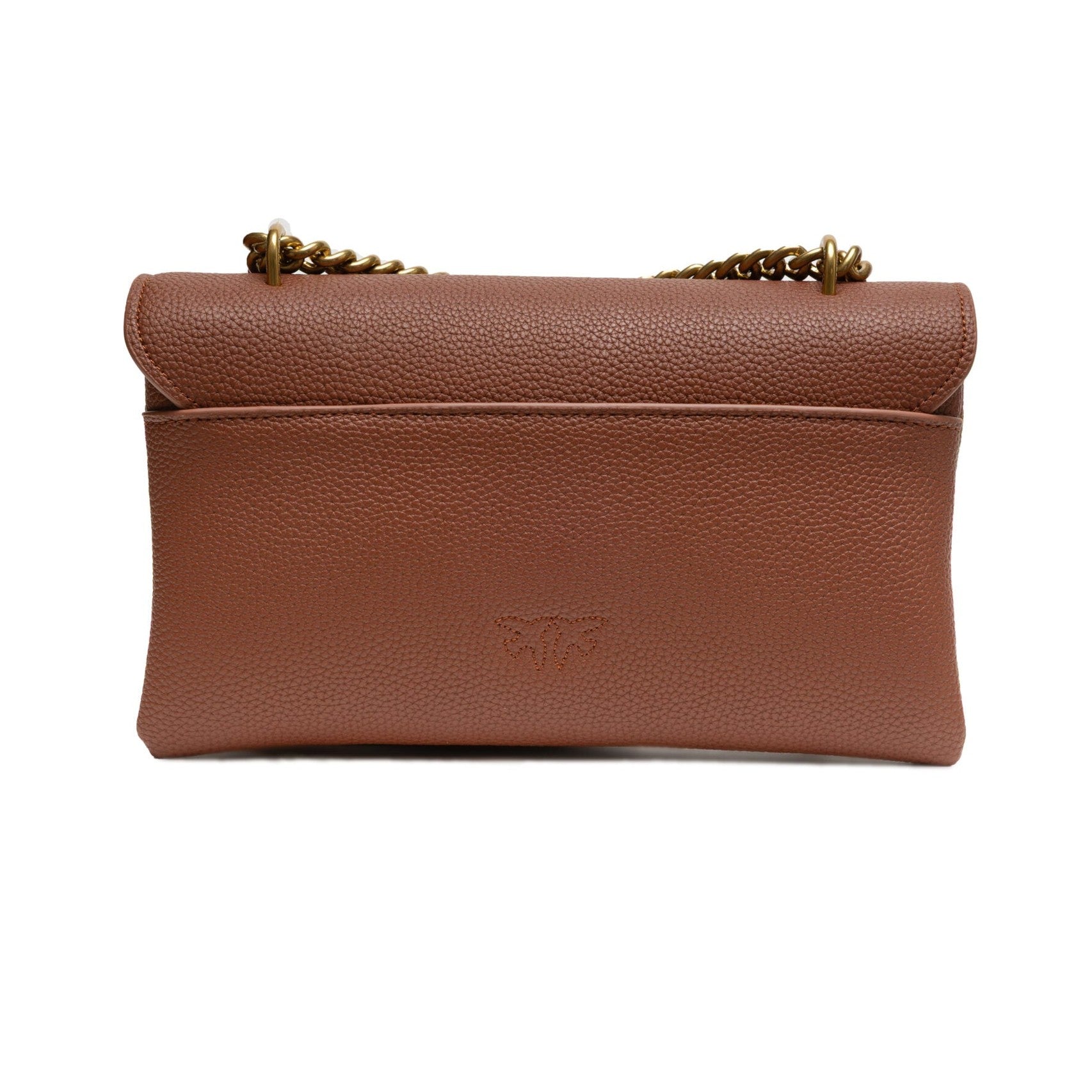 PINKO Brown Leather Love Boucle Riga Shoulder Bag
