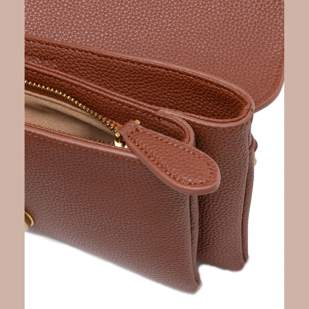PINKO Brown Leather Love Boucle Riga Shoulder Bag