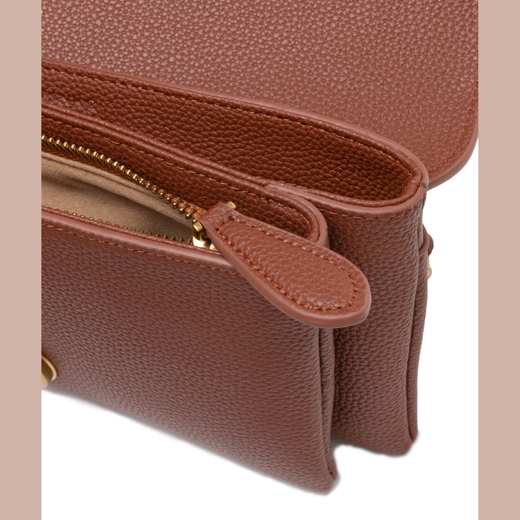 PINKO Brown Leather Love Boucle Riga Shoulder Bag