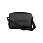 Calvin Klein Nero recycled polyester men's briefcase with handles, front zipper pocket, and sleek design.