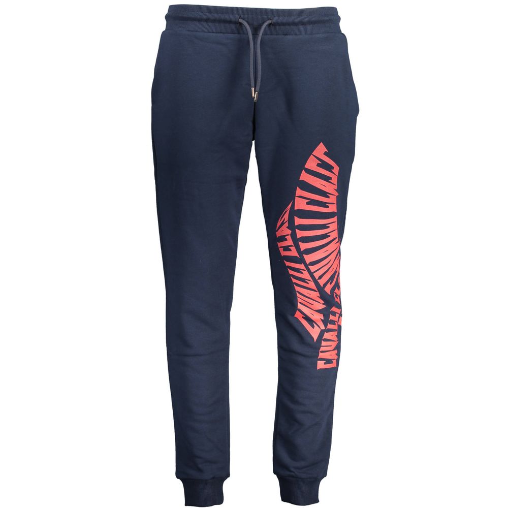 Blue cotton men's sweatpants by Cavalli Class, featuring a comfortable fit and stylish design.