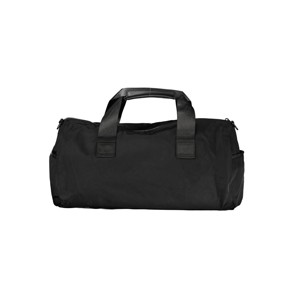 Tommy Hilfiger black polyester men's shoulder bag with adjustable strap and minimalist design, suitable for everyday use.