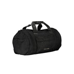 Black Tommy Hilfiger polyester men's shoulder bag with adjustable strap and logo detail.