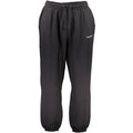 Black cotton men's sweatpants by Calvin Klein, shown with elastic waistband and relaxed fit, casual athletic loungewear.