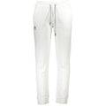 La Martina white cotton men's track pants with an elastic waistband and side pockets, casual athletic wear for men