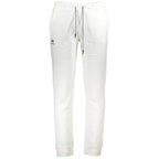 La Martina white cotton men's track pants with an elastic waistband and side pockets, casual athletic wear for men