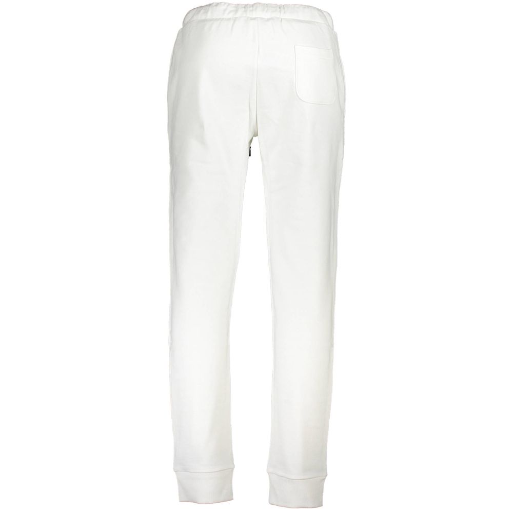 La Martina white cotton men's track pants with elastic waistband and side pockets, casual athletic style.