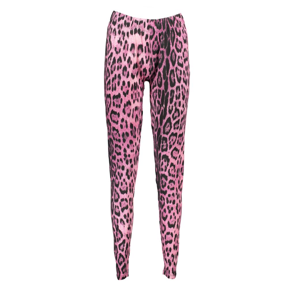Cavalli Class Rosa cotton women's leggings shown in black with a fitted elastic waistband and smooth fabric finish.