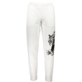 Cavalli Class Bianco cotton men's track pants with elastic waistband and side pockets, casual athletic style.