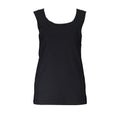 Black Patrizia Pepe women's tank top made of polyamide, showcasing a fitted sleeveless design and smooth fabric.