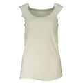 Patrizia Pepe white women's tank top made of polyamide, close-up showing soft fabric and fitted style.