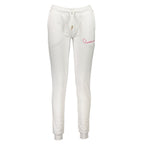 White cotton women's sweatpants by Cavalli Class with a relaxed fit and subtle branding, shown flat on a neutral background.