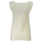 Patrizia Pepe Bianco poliammide women's tank top, lightweight sleeveless top with a fitted design, white color, and round neckline.