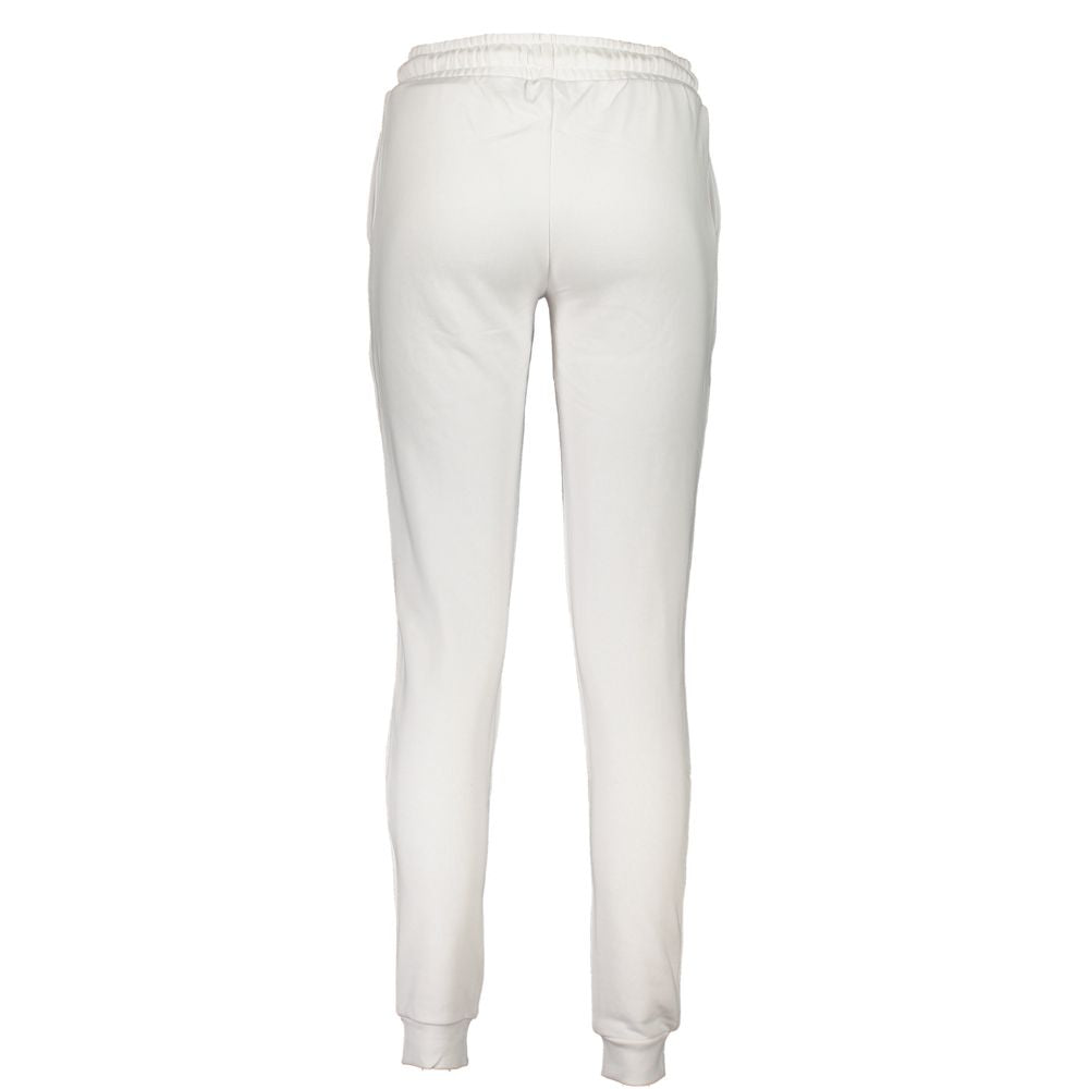 White cotton women's sweatpant by Cavalli Class, featuring a relaxed fit and comfortable waistband, perfect for casual wear.