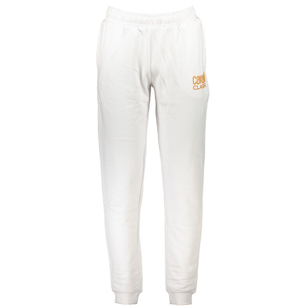 Cavalli Class Bianco cotton men's hoodie featuring a relaxed fit and minimalist design, displayed on a plain background.