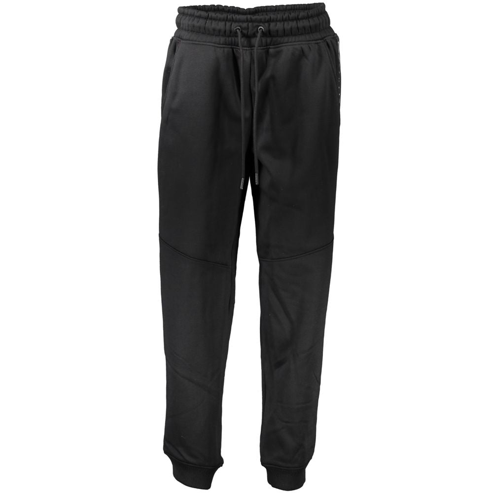 Black polyester women's jogger pants by Calvin Klein, featuring a relaxed fit and elastic waistband, perfect for casual wear.