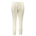 Guess Jeans women's white polyester track pants with a relaxed fit, featuring an elastic waistband and sporty design.