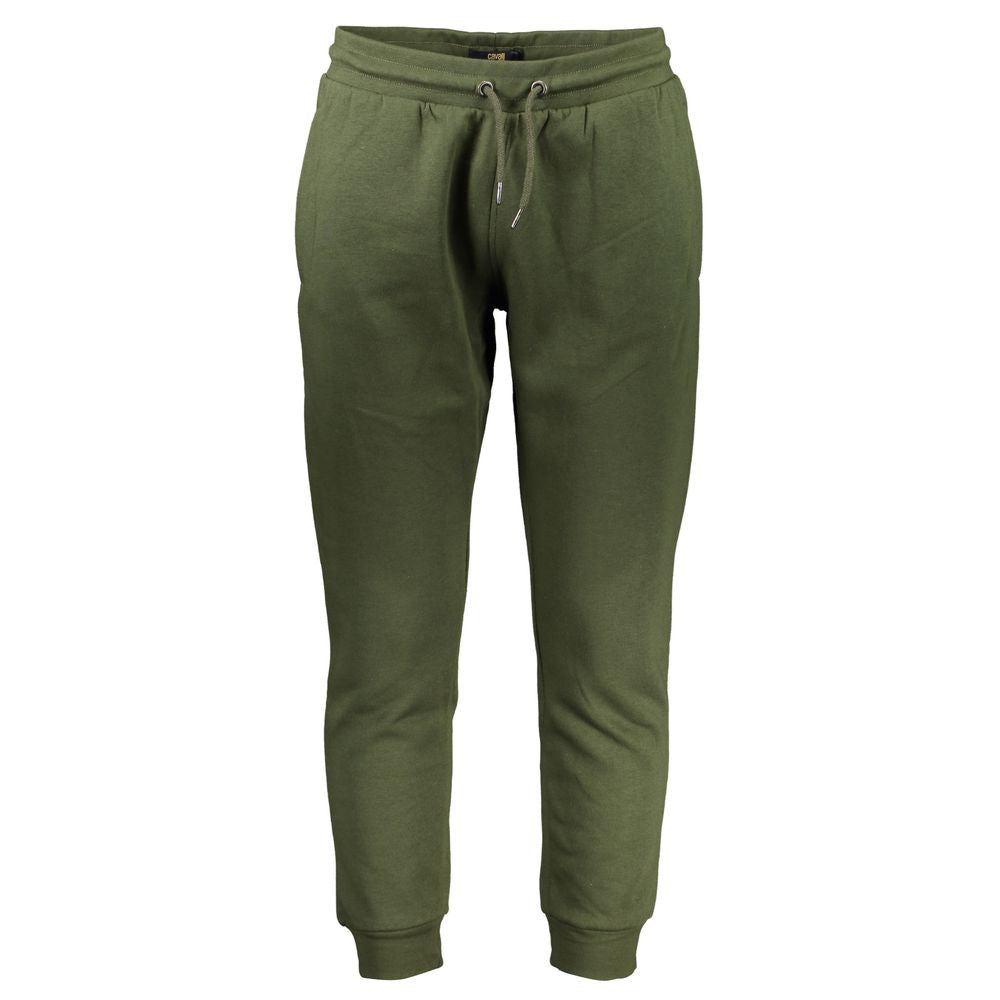 Cavalli Class Verde polyester men's sweatpants with elastic waistband and relaxed fit, shown on a plain background.