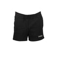 Black Napapijri cotton women's sweatpants laid flat, showing elastic waistband and relaxed fit for casual comfort.