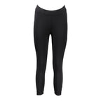 Black Napapijri women's polyester leggings shown on a model, highlighting the sleek, fitted design for active and casual wear.