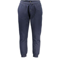 Cavalli Class Blu polyester men's track pant with side pockets and elastic waistband, ideal for athletic or casual wear.