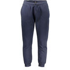 Cavalli Class Blu polyester men's track pant with side pockets and elastic waistband, ideal for athletic or casual wear.