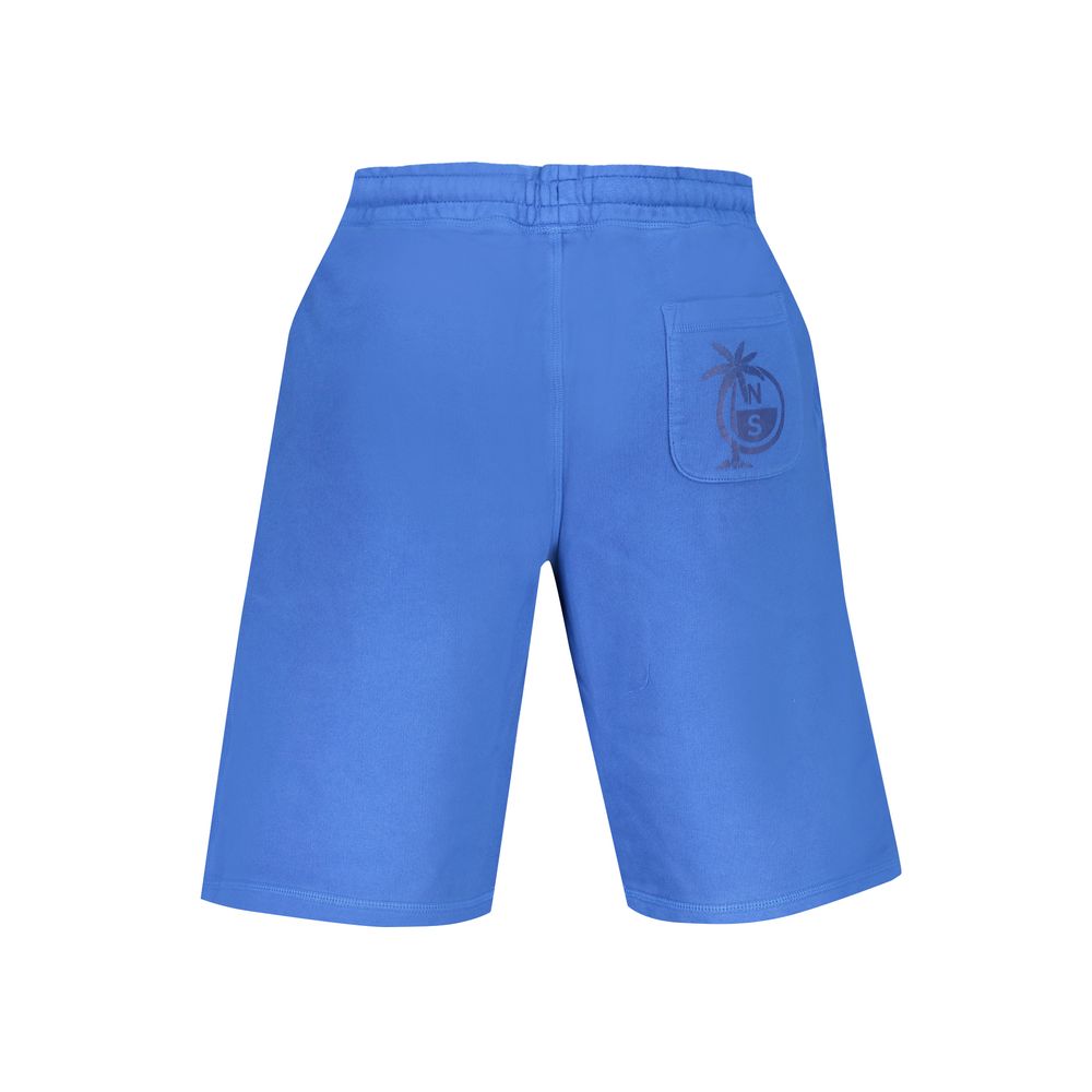 North Sails blue cotton men's sweatpants with elastic waistband and relaxed fit, casual and comfortable everyday wear.