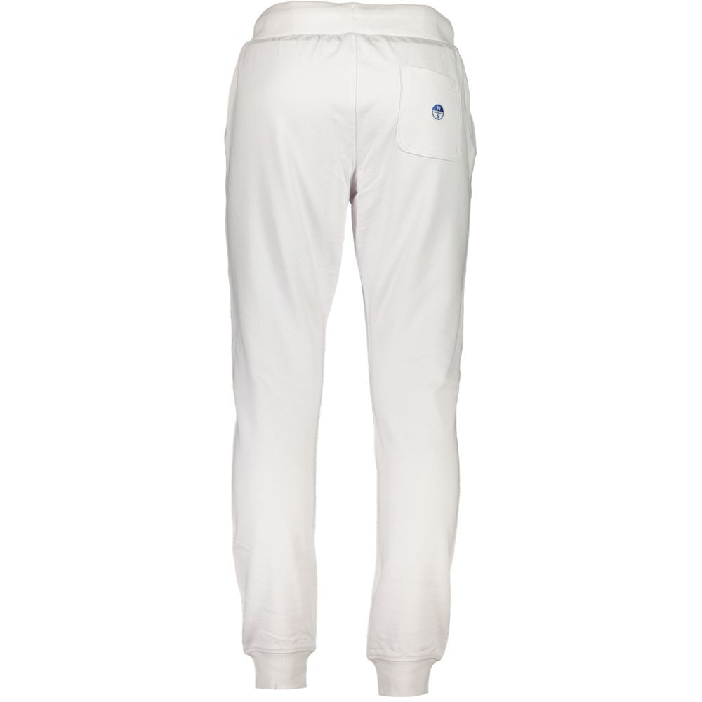 White cotton men's sport trousers by North Sails, featuring a relaxed fit and casual style, shown on a model.