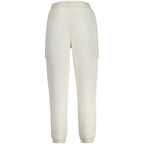White cotton women's sweatpants by Guess Jeans with a relaxed fit and elastic waistband, shown in the product image.