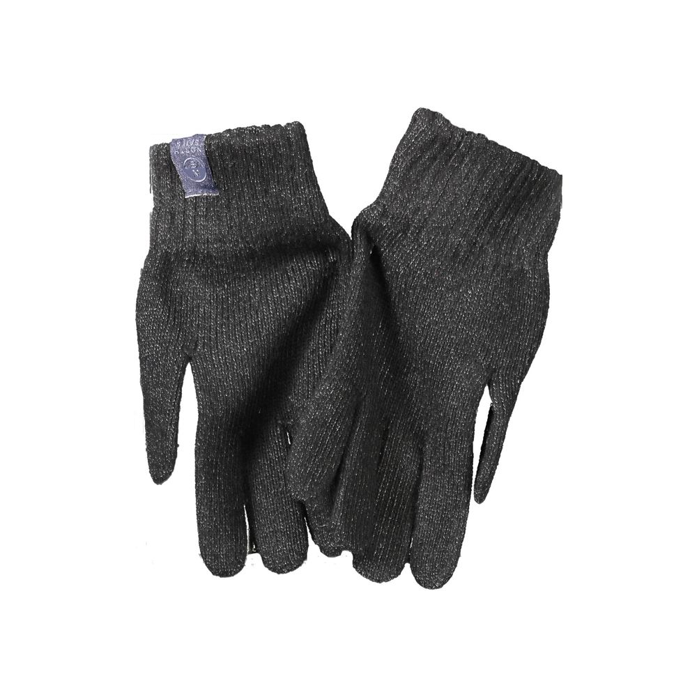 North Sails Nero Lana Uomo glove showing black wool knit material with ribbed cuff and detailed stitching.
