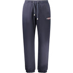 Blue cotton men's track pants by Guess Jeans, featuring a relaxed fit and elastic waistband for comfortable casual wear.