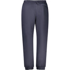 Blue cotton men's track pants by Guess Jeans featuring an athletic fit and casual design, with side pockets and elastic waistband.