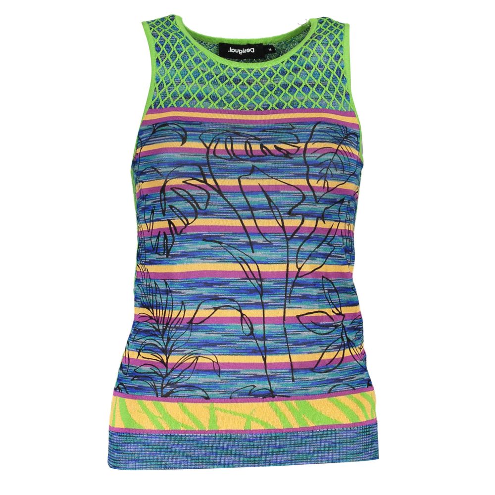 Desigual Verde viscosa women's tank top with sleeveless design and relaxed fit, showcasing a stylish casual summer look.