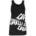 Black cotton women's tank top by Cavalli Class, featuring a sleeveless design and classic fit, ideal for casual wear.