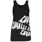 Black cotton women's tank top by Cavalli Class, featuring a sleeveless design and classic fit, ideal for casual wear.