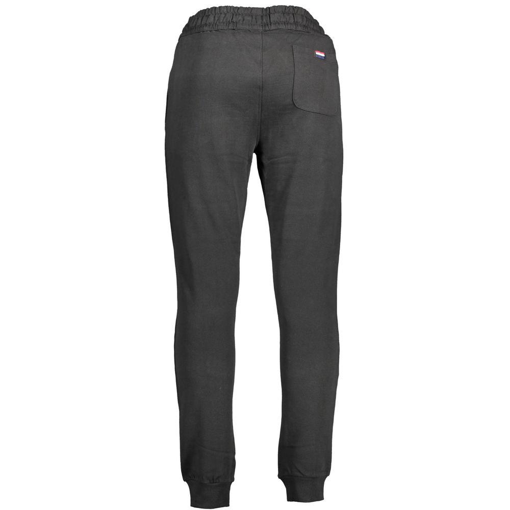Black cotton men's trousers by U.S. POLO ASSN., tailored fit with classic style, shown on a neutral background.