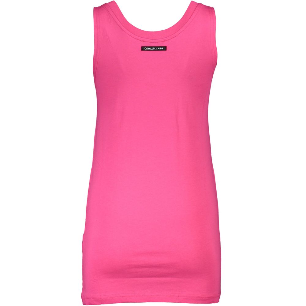 Cavalli Class Rosa cotton women's tank top with sleeveless design and round neckline, casual and comfortable summer wear.