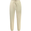 Hugo Boss beige cotton men's sports trousers laid flat showing tailored fit and clean design, ideal for casual or athletic wear.