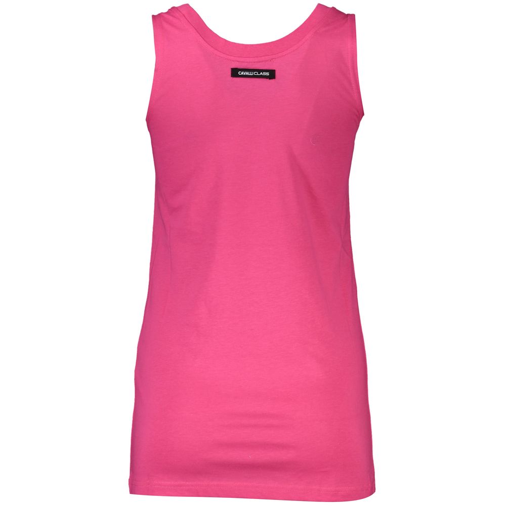 Cavalli Class Rosa cotton female tank top with sleeveless design and round neckline, styled for casual wear.