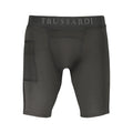 Black Trussardi men's polyester workout leggings with a snug fit and athletic design, suitable for active wear.