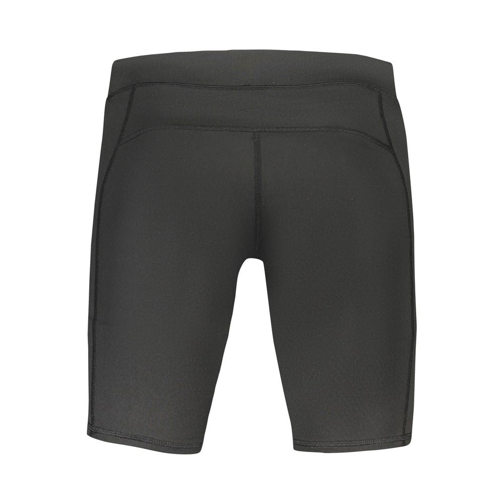 Trussardi black polyester men's workout leggings with a sleek, fitted design and comfortable stretch fabric.