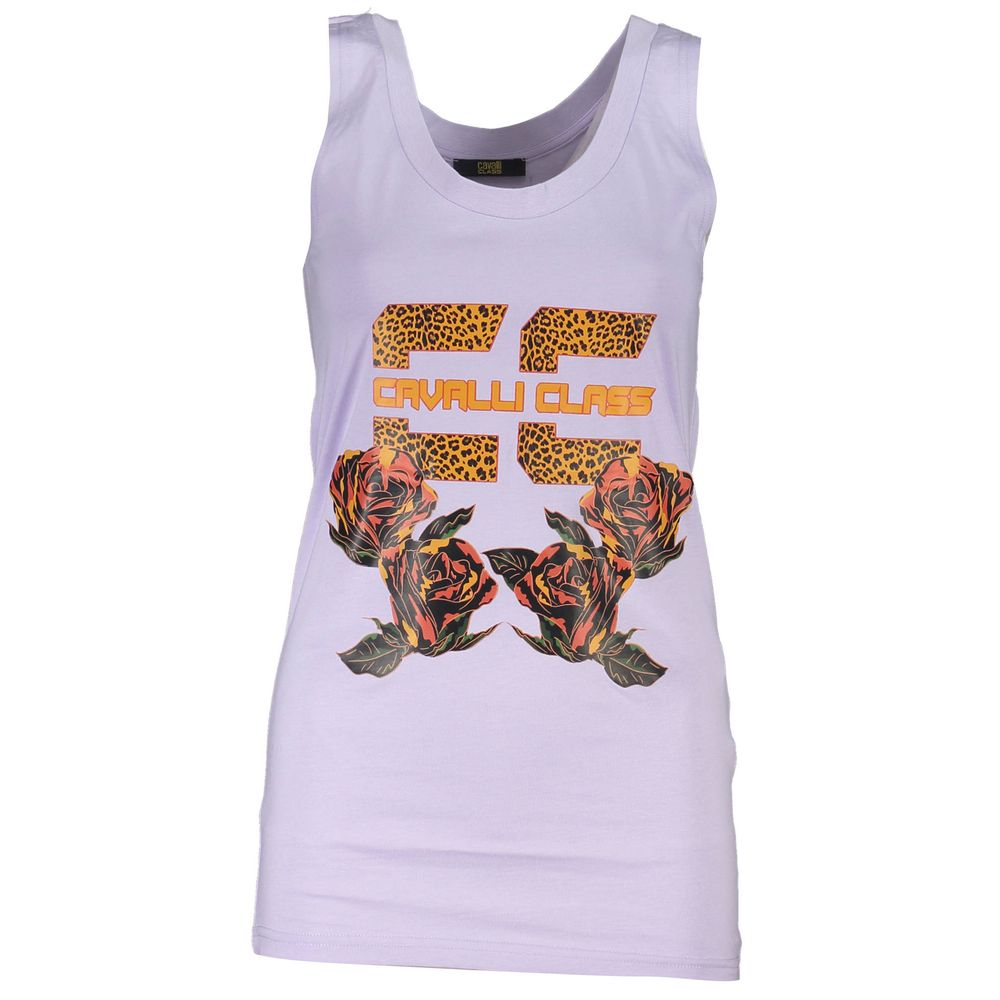 Cavalli Class Purple Cotton Tank Top Cavalli Class