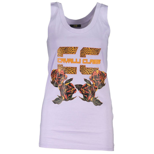 Cavalli Class Purple Cotton Tank Top Cavalli Class