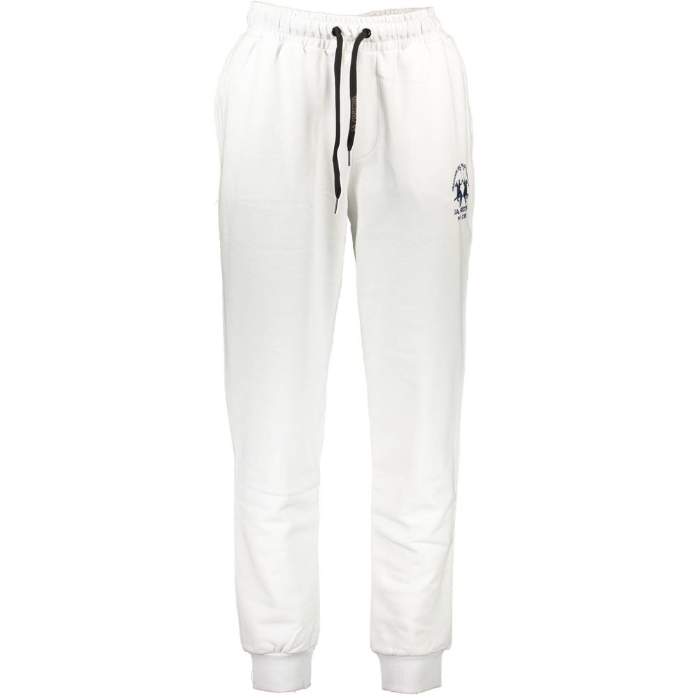 Light beige La Martina cotton men's sweatpants with a relaxed fit and elastic waistband, perfect for casual wear.