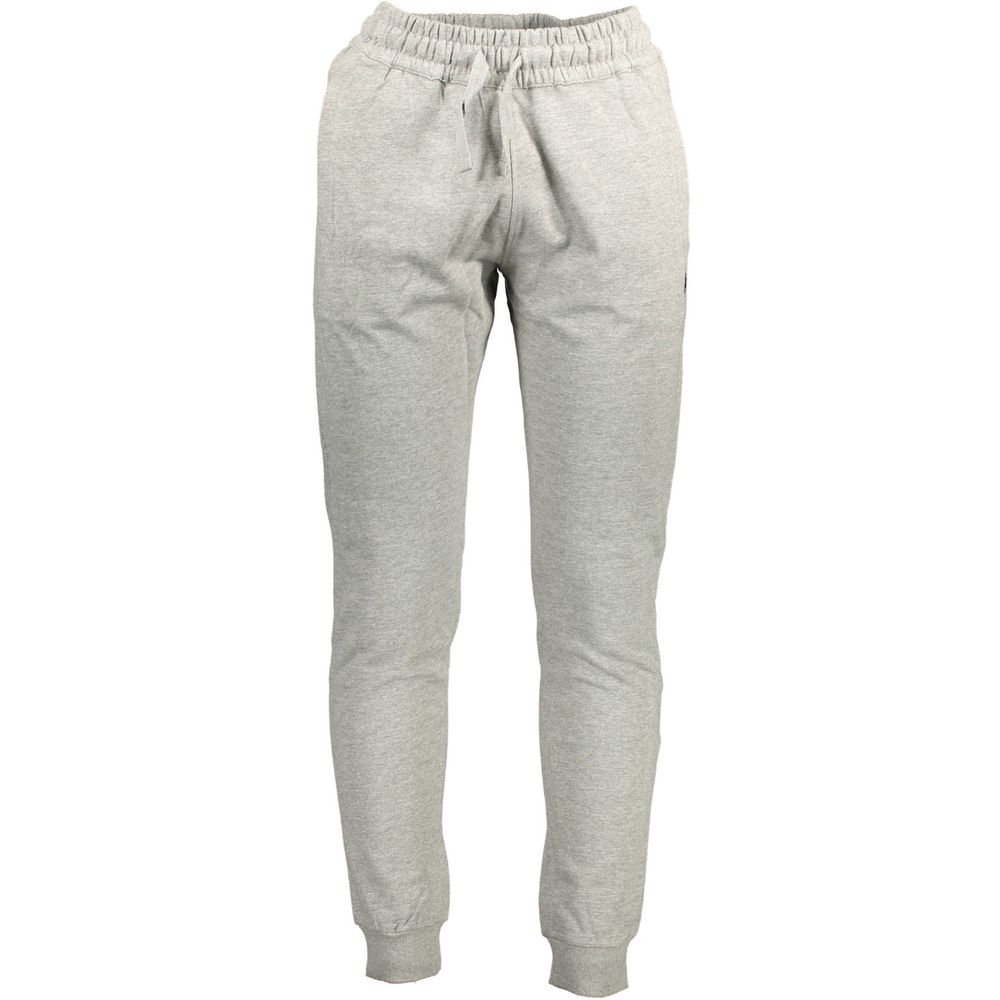 Gray cotton men's trousers by U.S. POLO ASSN., front view showing tailored fit and classic design.
