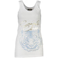 White cotton women's tank top by Cavalli Class with a fitted sleeveless design and minimalist style.