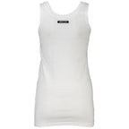 White cotton tank top for women by Cavalli Class, sleeveless design, casual fit, and round neckline.