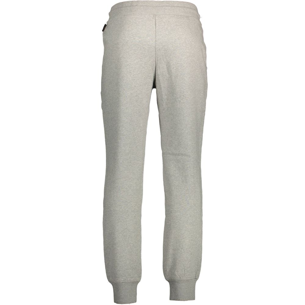 Gray Napapijri men's cotton sweatpants with elastic waistband and relaxed fit, perfect for casual wear.