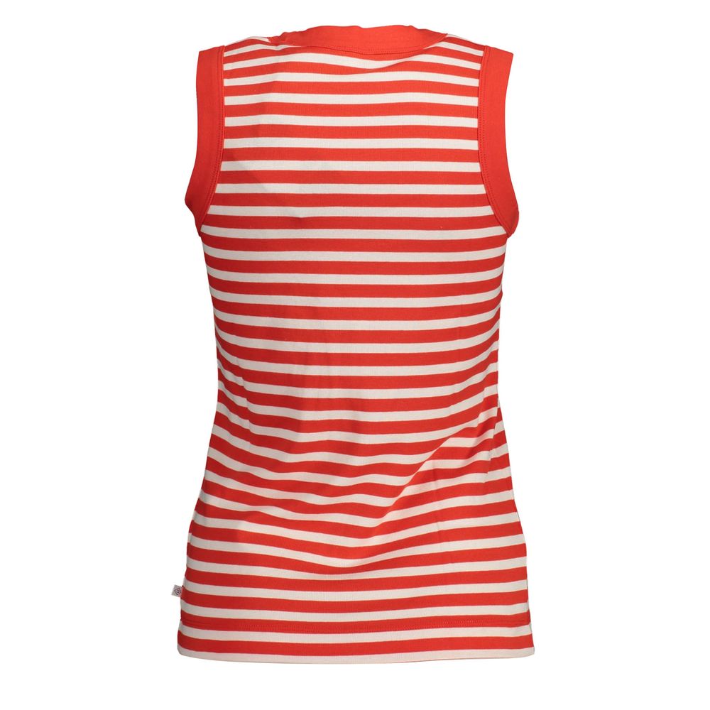 Gant red organic cotton women's tank top with sleeveless design and round neckline, casual and breathable summer apparel.
