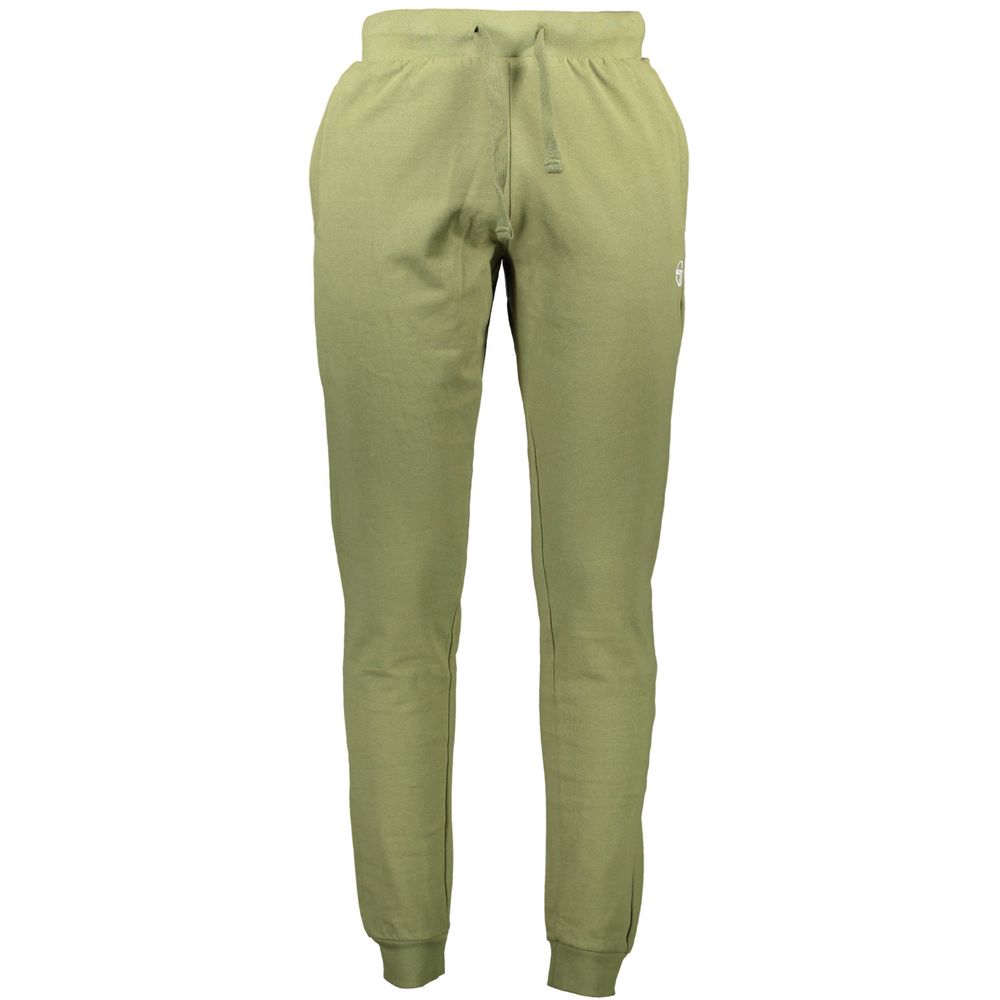 Sergio Tacchini Verde cotton men's sweatpants with elastic waistband and side pockets, casual athletic wear for men.